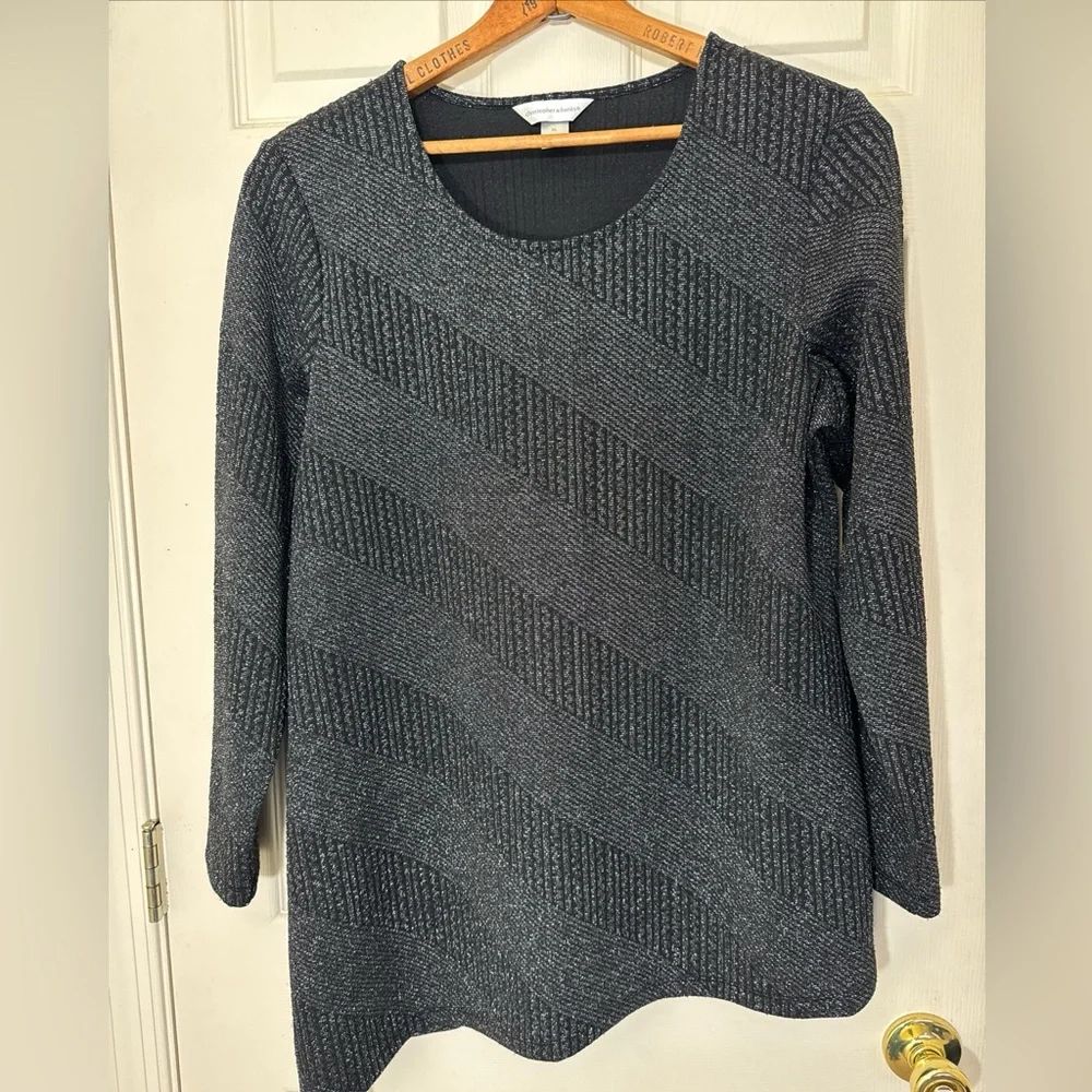 SALE🔥 Holiday Tops Christopher & Banks Women's Black Metallic Tunic Top Size XL - Picture 1 of 8